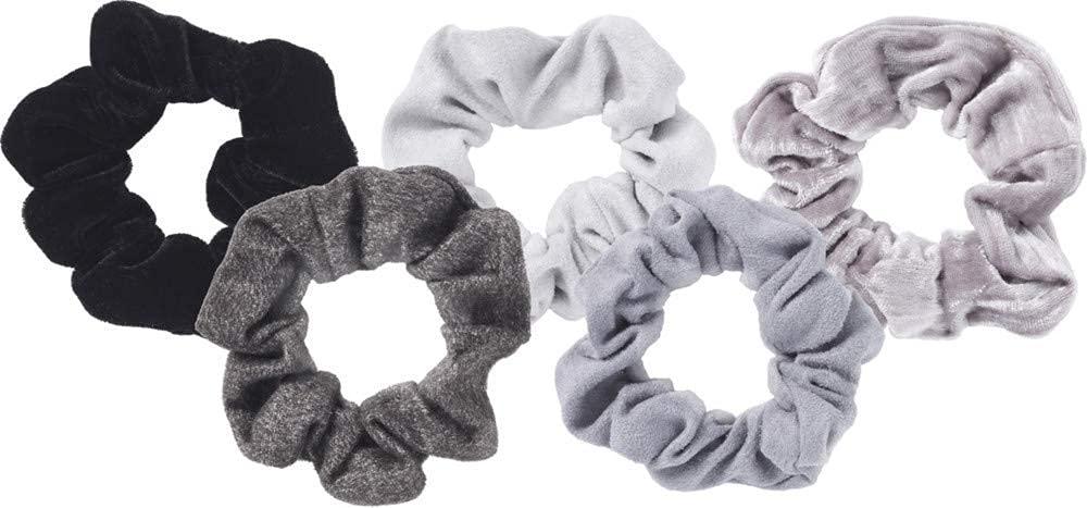 image:imageKitsch Pillow Satin Scrunchies for Women Hair Ties No Damage No Crease Hair Accessories Perfect for Day or Night Ideal Gifts for Women 4pcsVelvet BlackGray