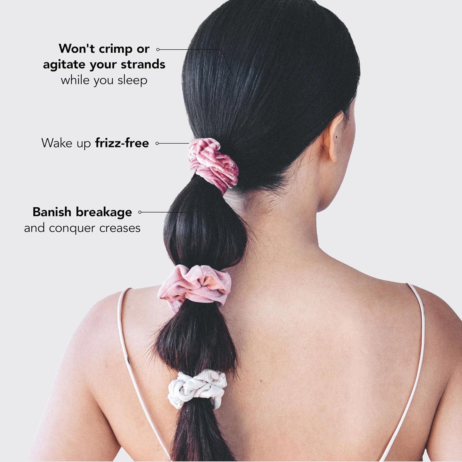 image:imageKitsch Pillow Satin Scrunchies for Women Hair Ties No Damage No Crease Hair Accessories Perfect for Day or Night Ideal Gifts for Women 4pcsVelvet BlushMauve