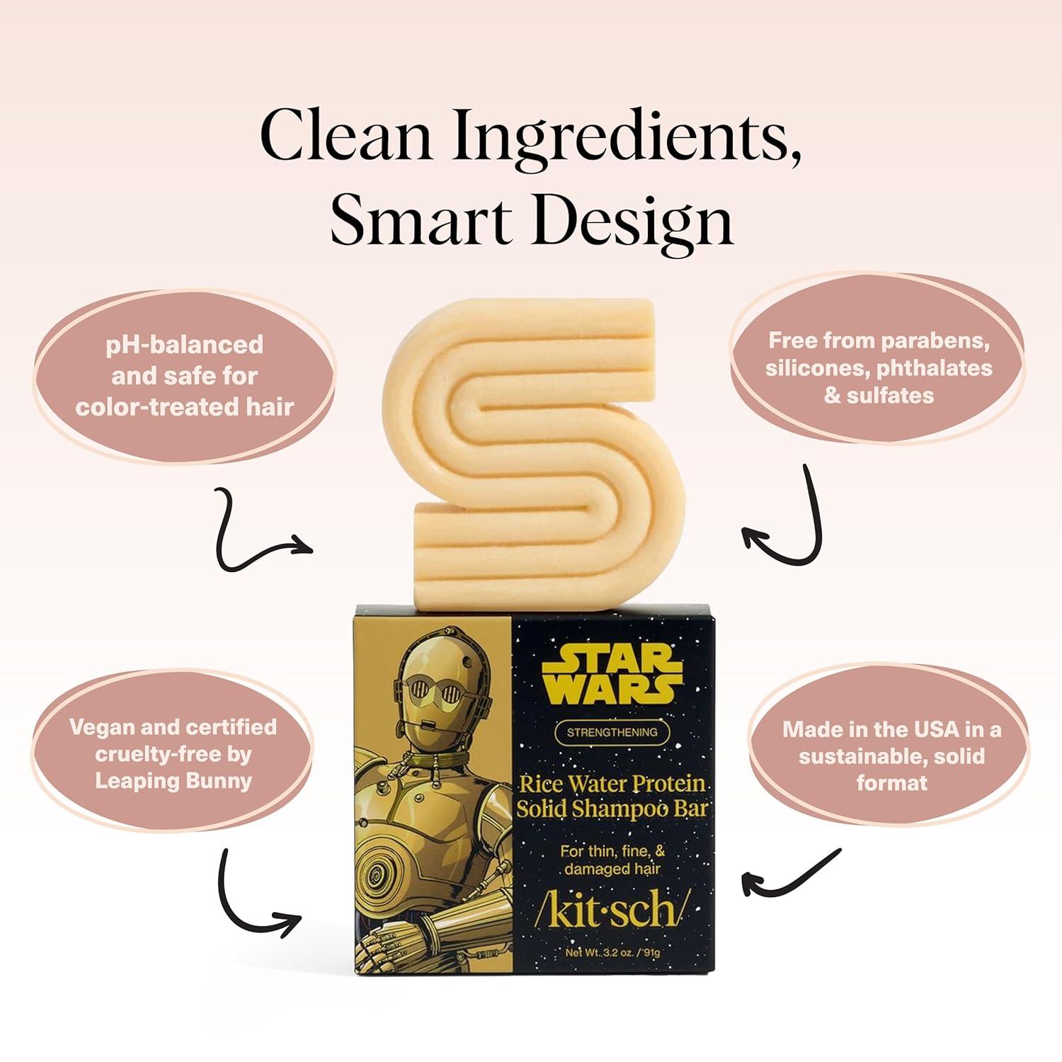 image:imageKitsch Rice Water Protein Shampoo Bar for Hair Growth x Star Wars C3PO Design Strengthening Hair Shampoo for Men and Women Paraben Silicone amp SulfateFree Vegan Hair Care 32 ozKitsch Rice Water Protein Shampoo Bar for Hair Growth x Star Wars C3PO Design