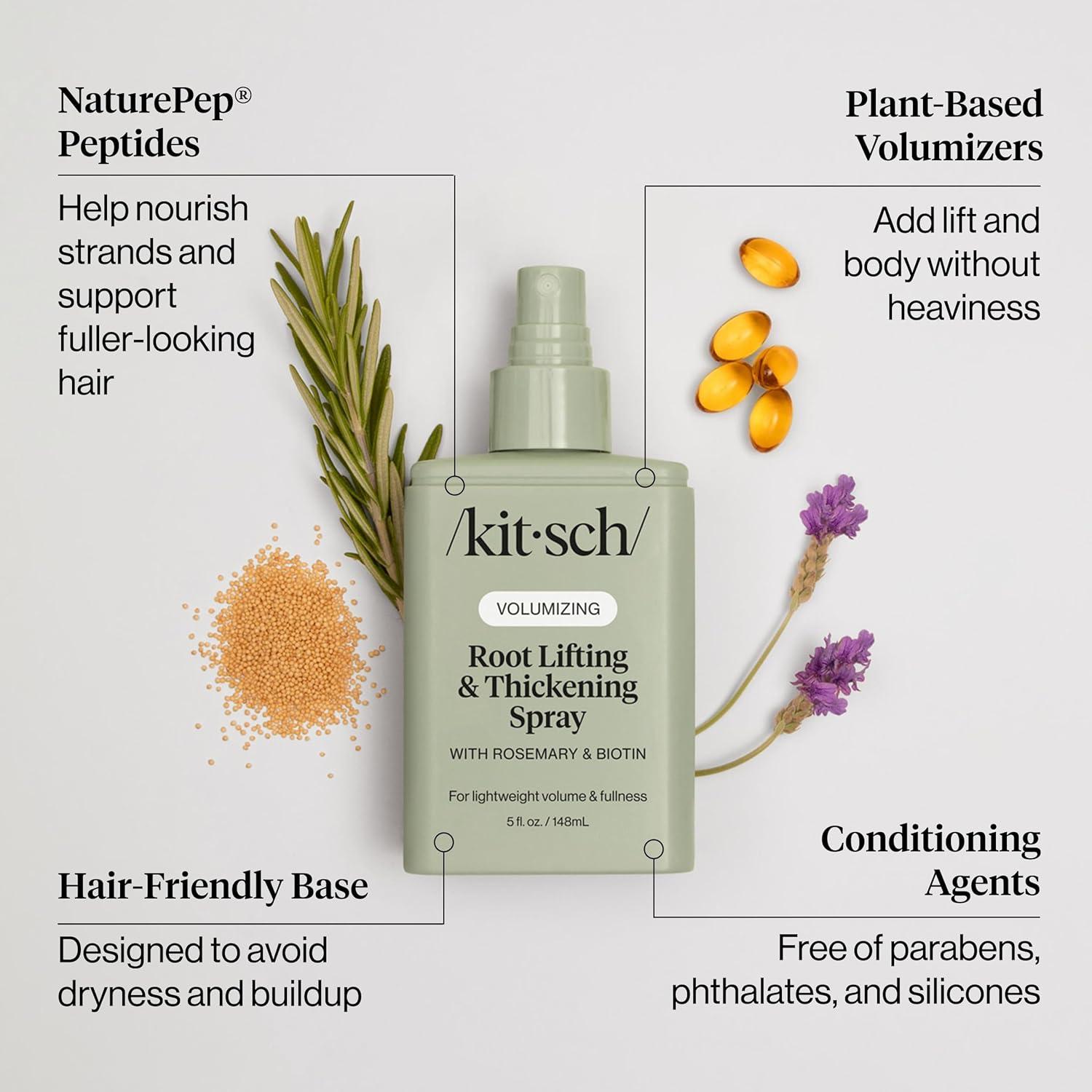 image:imageKitsch Root Lifting Spray for Fine Hair Thickening Hair Spray With Rosemary and Biotin Lightweight Volumizing Spray for Instant Lift and Fullness Adds Volume Natural Hold 5oz