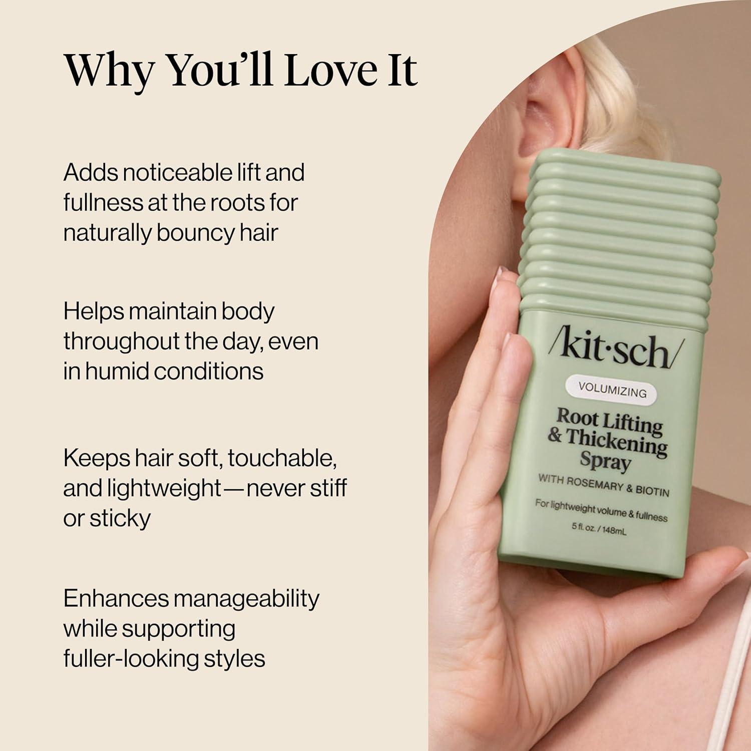 image:imageKitsch Root Lifting Spray for Fine Hair Thickening Hair Spray With Rosemary and Biotin Lightweight Volumizing Spray for Instant Lift and Fullness Adds Volume Natural Hold 5oz