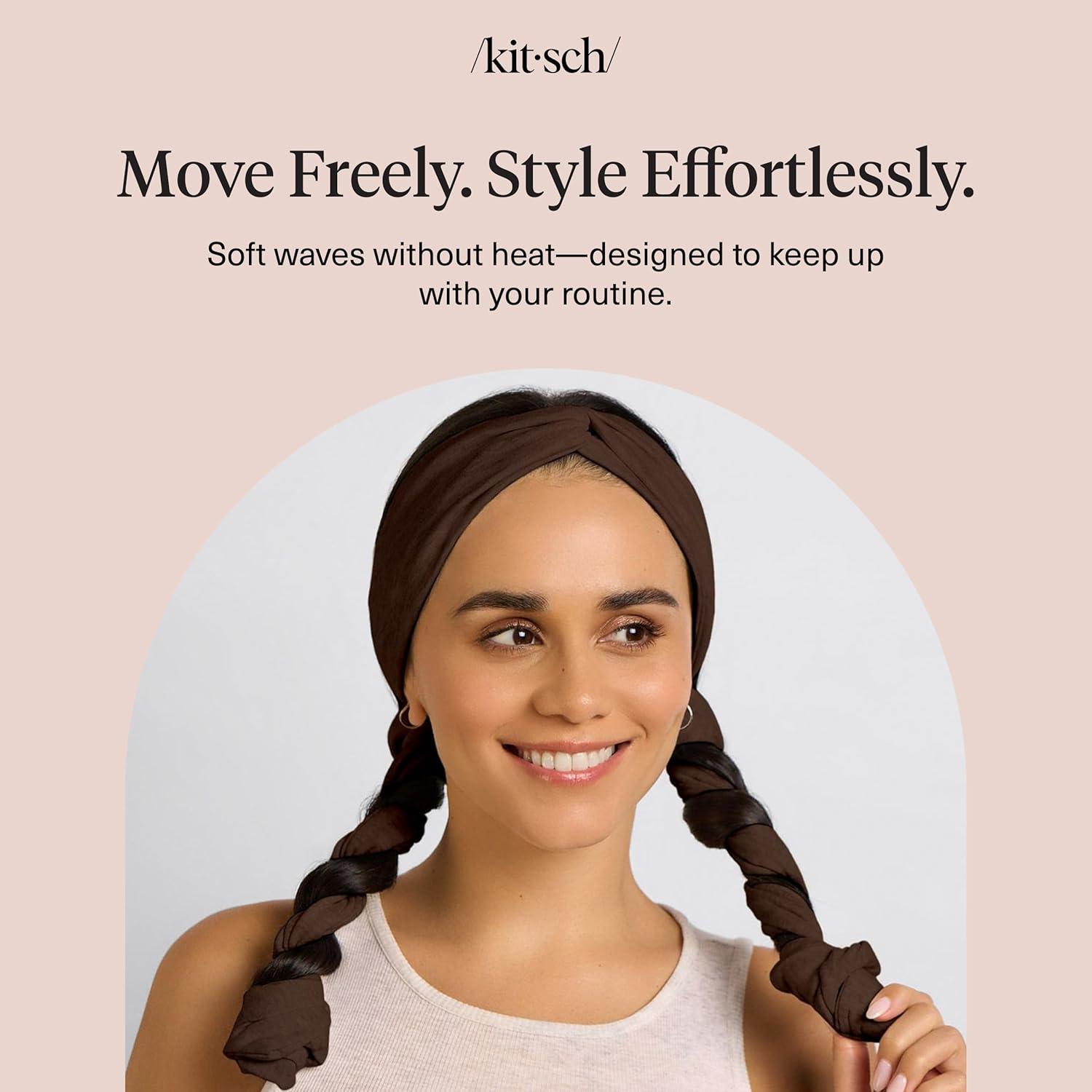 image:imageKitsch Set amp Flow Active Heatless Curling Headband For Women Achieves Heatless Curls Overnight No Heat Damage Heatless Curlers with Flexible Fit Great During Gym Travel Chocolate Brown 1pcChocolate Brown