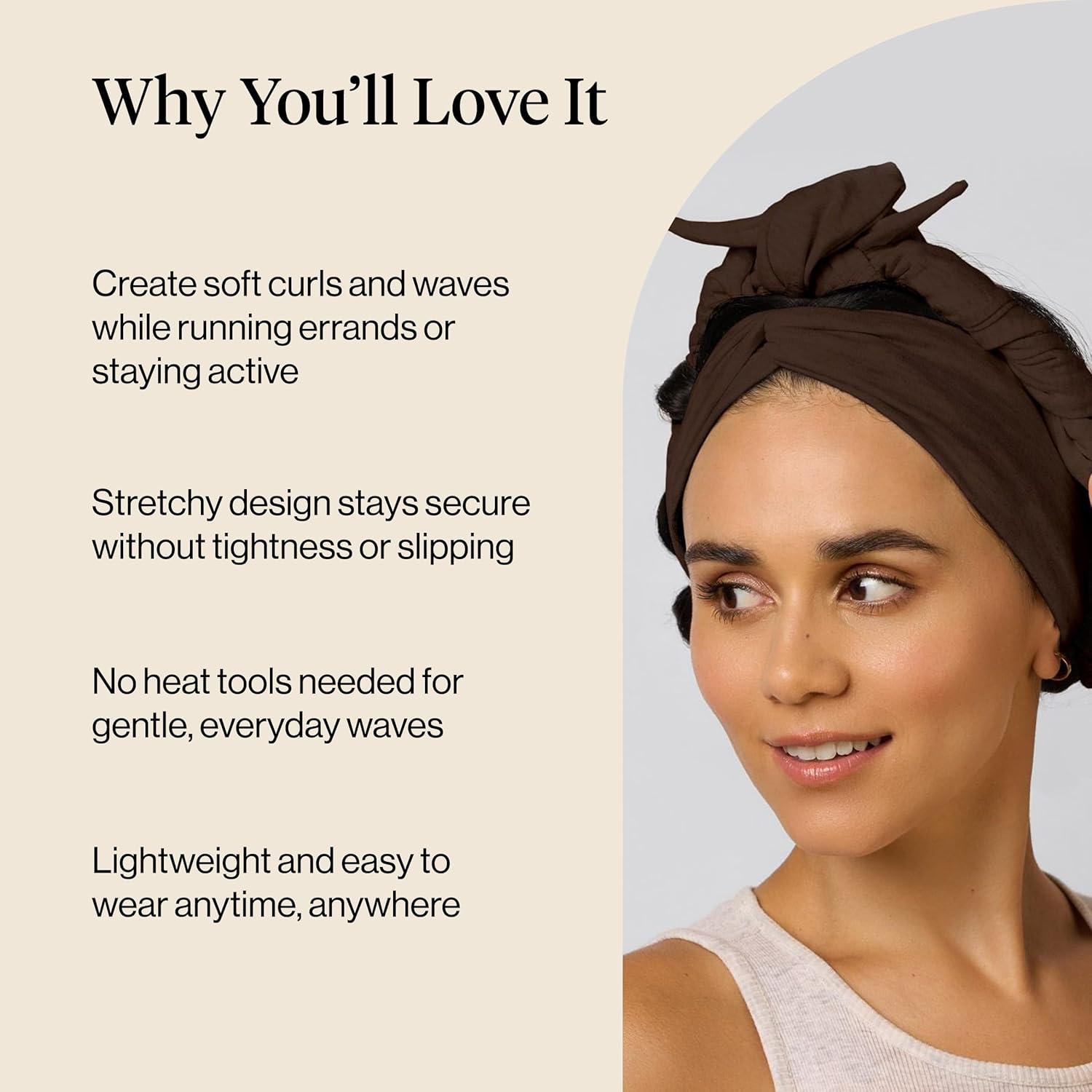 image:imageKitsch Set amp Flow Active Heatless Curling Headband For Women Achieves Heatless Curls Overnight No Heat Damage Heatless Curlers with Flexible Fit Great During Gym Travel Chocolate Brown 1pcChocolate Brown