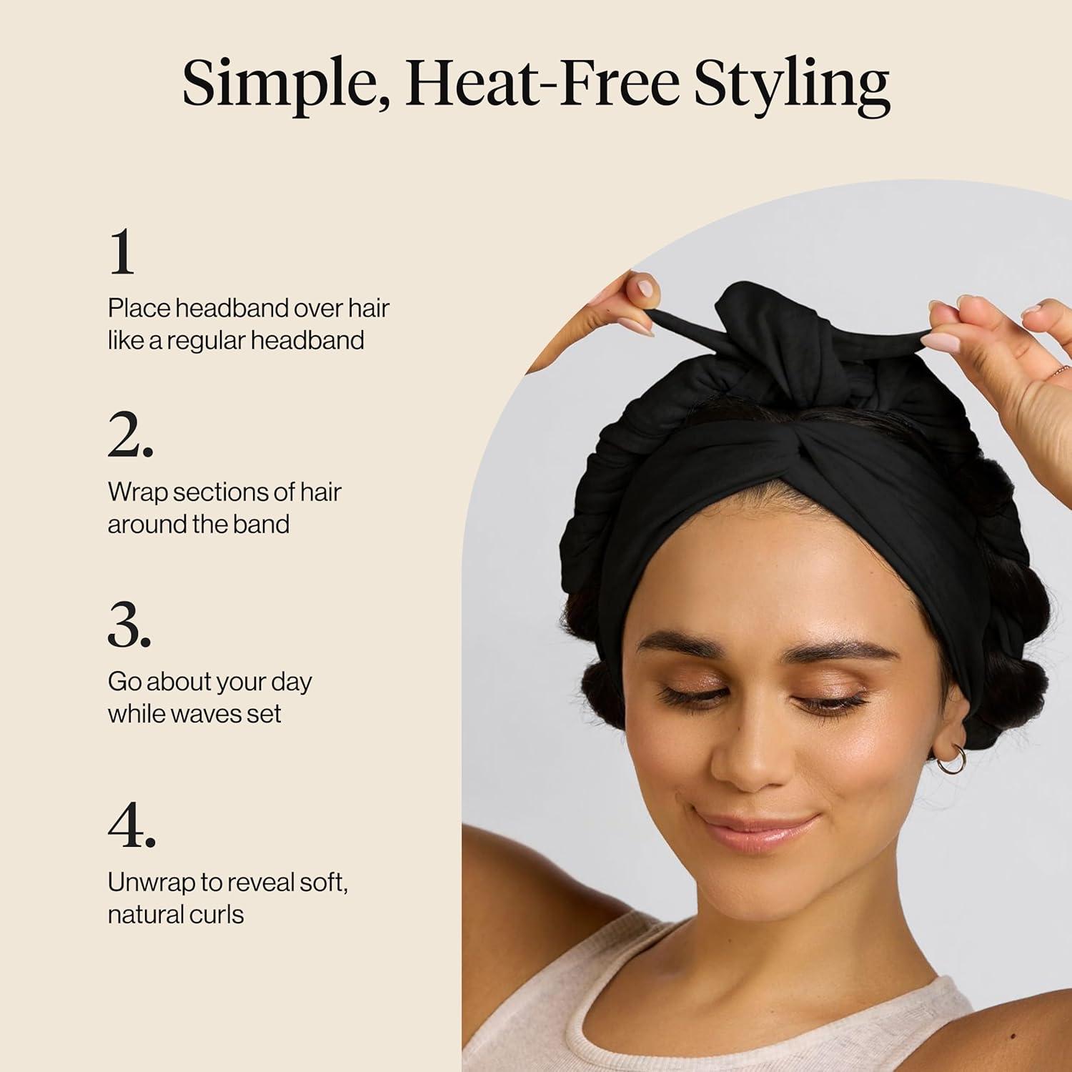image:imageKitsch Set amp Flow Active Heatless Curling Headband For Women Achieves Heatless Curls Overnight No Heat Damage Heatless Curlers with Flexible Fit Great During Gym Travel Chocolate Brown 1pcBlack