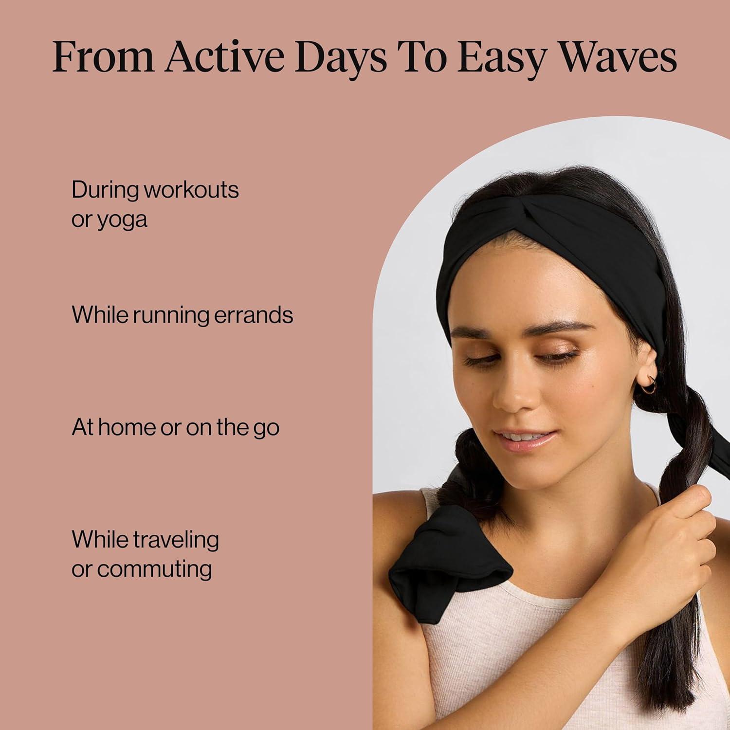 image:imageKitsch Set amp Flow Active Heatless Curling Headband For Women Achieves Heatless Curls Overnight No Heat Damage Heatless Curlers with Flexible Fit Great During Gym Travel Chocolate Brown 1pcBlack