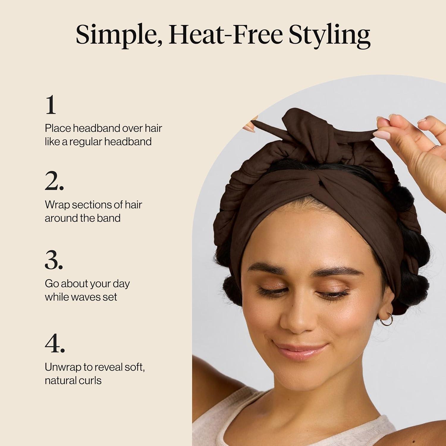 image:imageKitsch Set amp Flow Active Heatless Curling Headband For Women Achieves Heatless Curls Overnight No Heat Damage Heatless Curlers with Flexible Fit Great During Gym Travel Chocolate Brown 1pcChocolate Brown