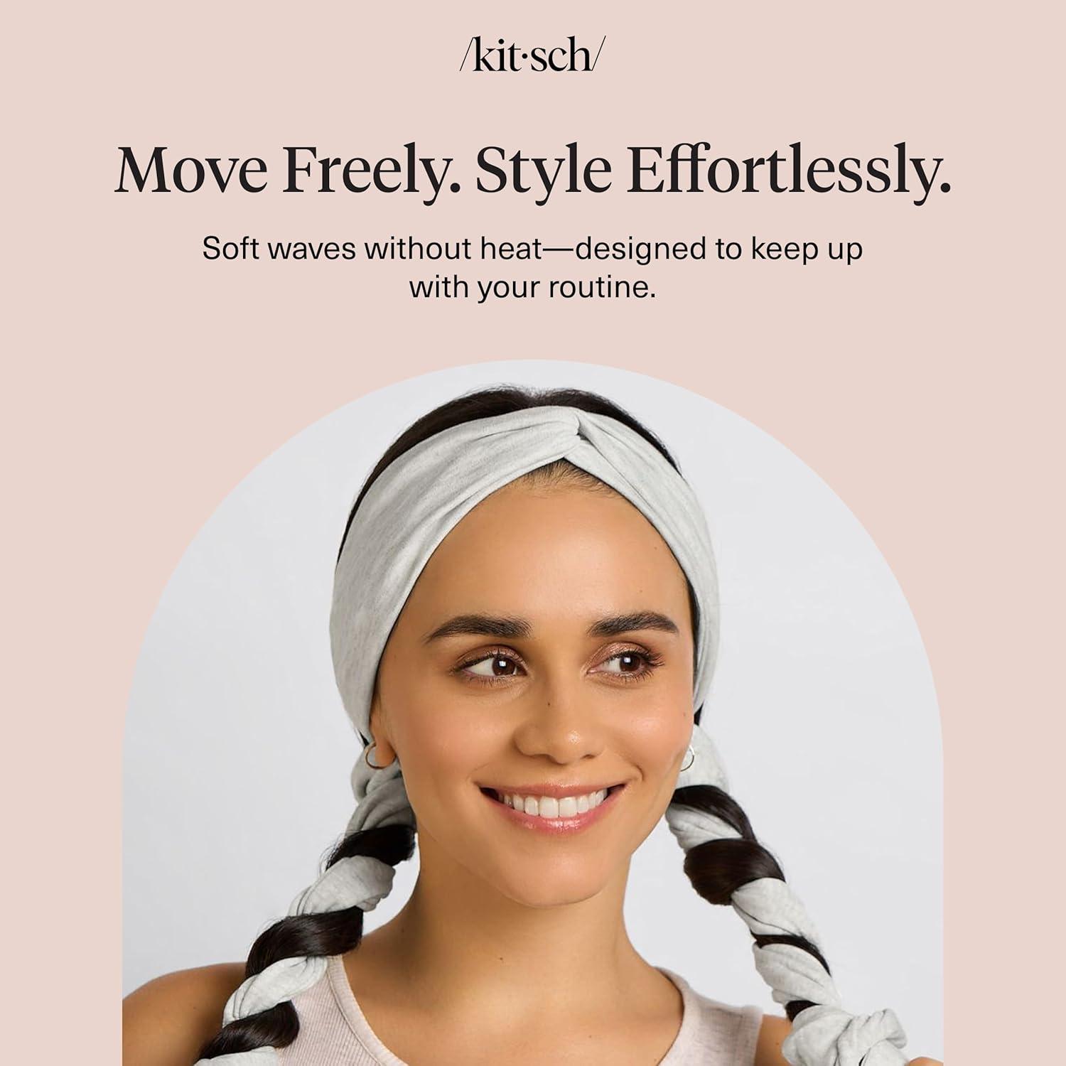 image:imageKitsch Set amp Flow Active Heatless Curling Headband For Women Achieves Heatless Curls Overnight No Heat Damage Heatless Curlers with Flexible Fit Great During Gym Travel Chocolate Brown 1pcHeather Gray