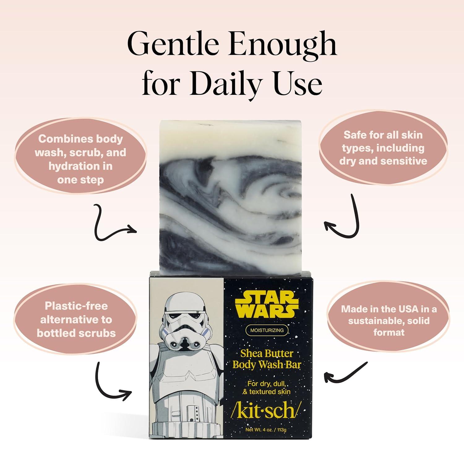 image:imageKitsch Shea Butter Exfoliating Body Wash x Star Wars Stormtrooper Design Moisturizing Bar Soap amp Gentle Soap Bar Hydrates Softens amp Soothes Skin Paraben Silicone amp SulfateFree 4 oz