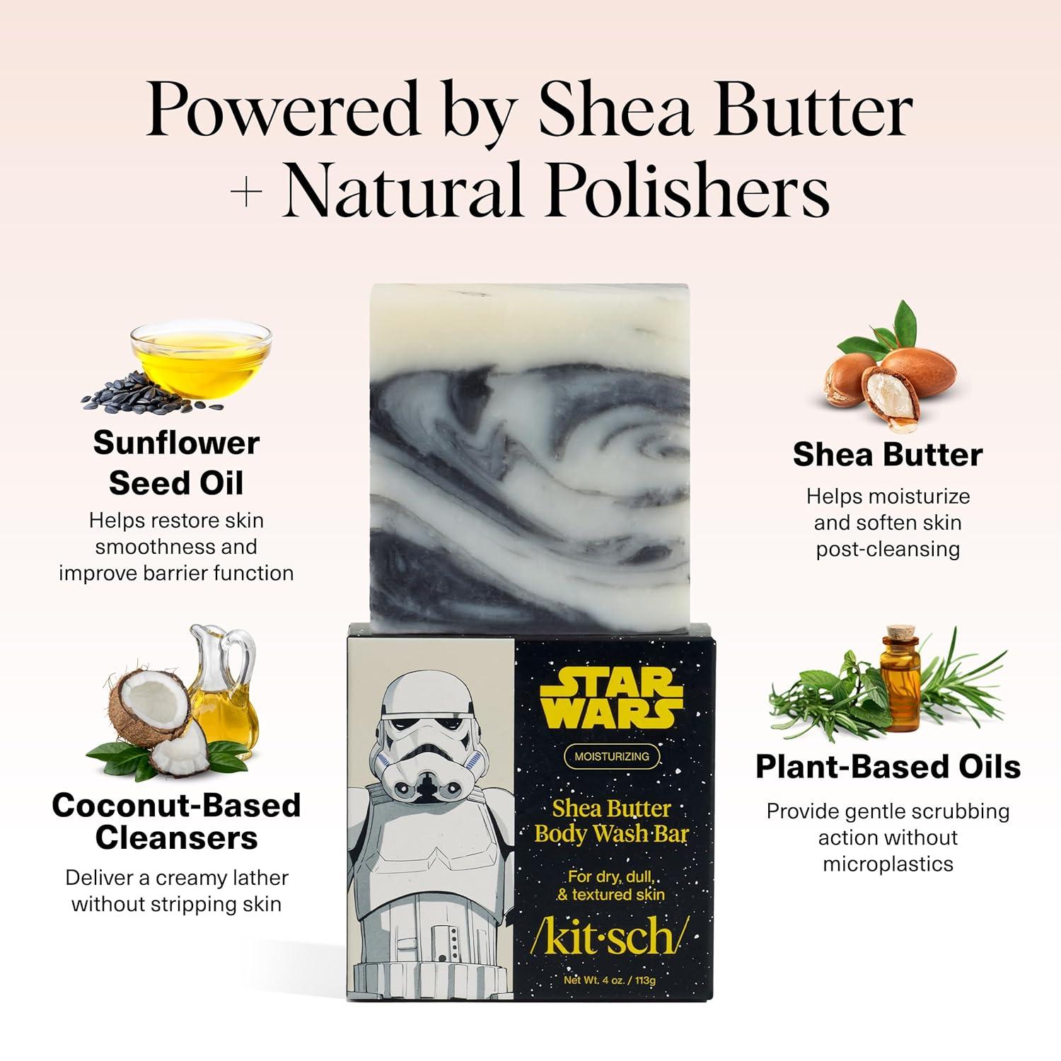image:imageKitsch Shea Butter Exfoliating Body Wash x Star Wars Stormtrooper Design Moisturizing Bar Soap amp Gentle Soap Bar Hydrates Softens amp Soothes Skin Paraben Silicone amp SulfateFree 4 oz