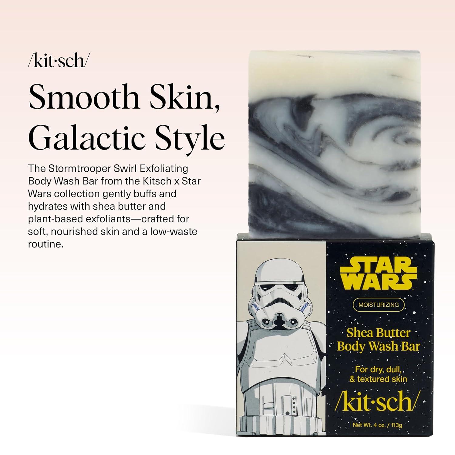 image:imageKitsch Shea Butter Exfoliating Body Wash x Star Wars Stormtrooper Design Moisturizing Bar Soap amp Gentle Soap Bar Hydrates Softens amp Soothes Skin Paraben Silicone amp SulfateFree 4 oz