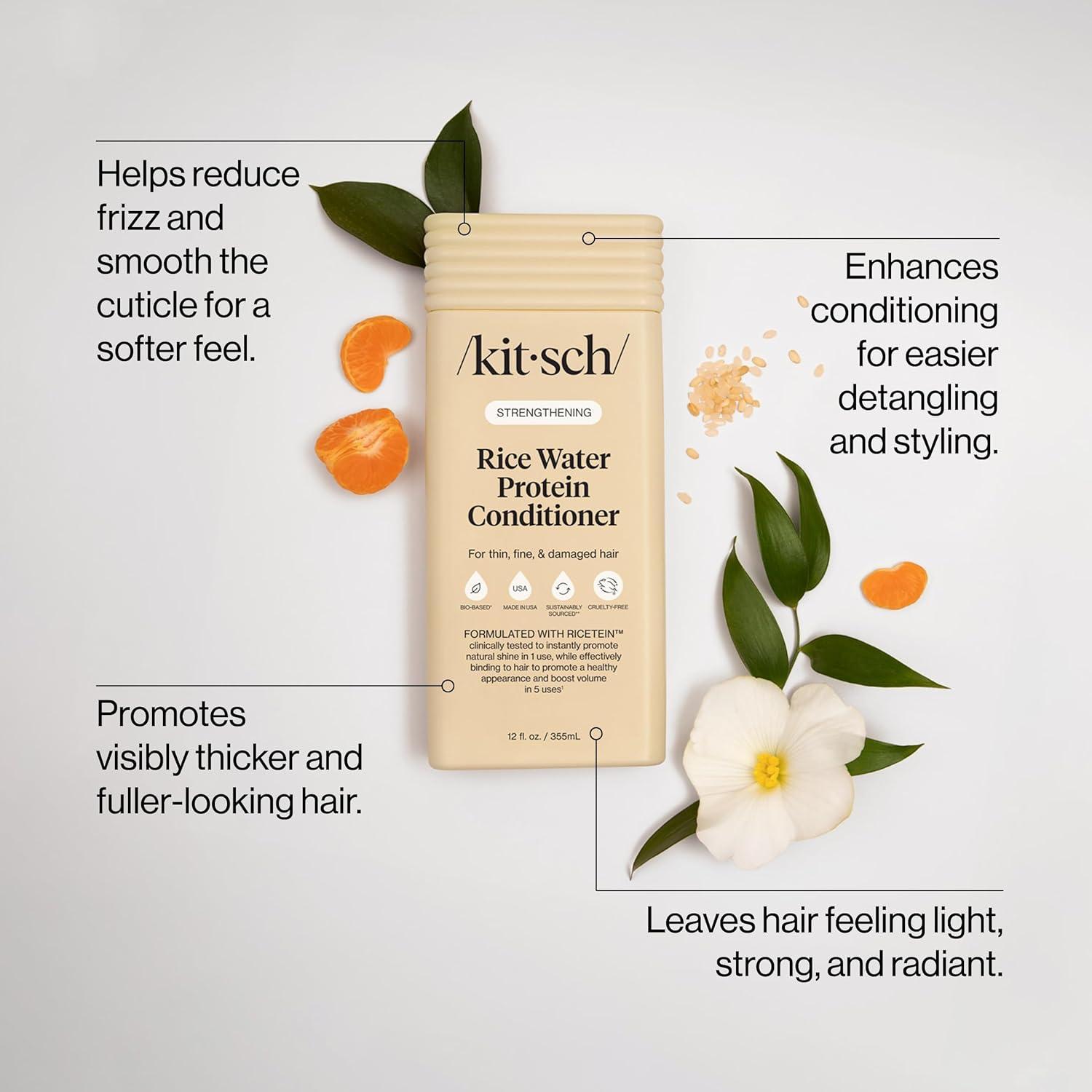 image:imageKitsch Strengthening Rice Water Protein Conditioner for Women amp Men Hair Care for Thin Fine amp Damaged Hair Boosts Shine amp Volume Paraben Phthalates amp Silicone Free Made in USA 123 oz