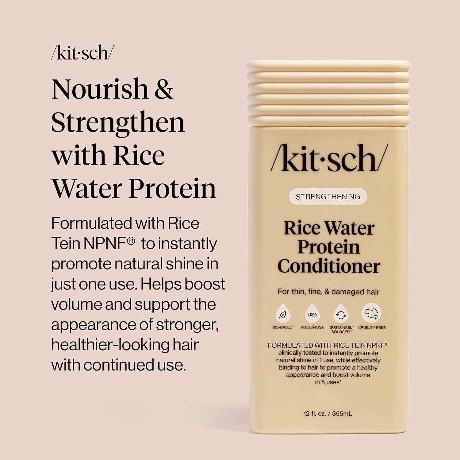 image:imageKitsch Strengthening Rice Water Protein Conditioner for Women amp Men Hair Care for Thin Fine amp Damaged Hair Boosts Shine amp Volume Paraben Phthalates amp Silicone Free Made in USA 123 oz