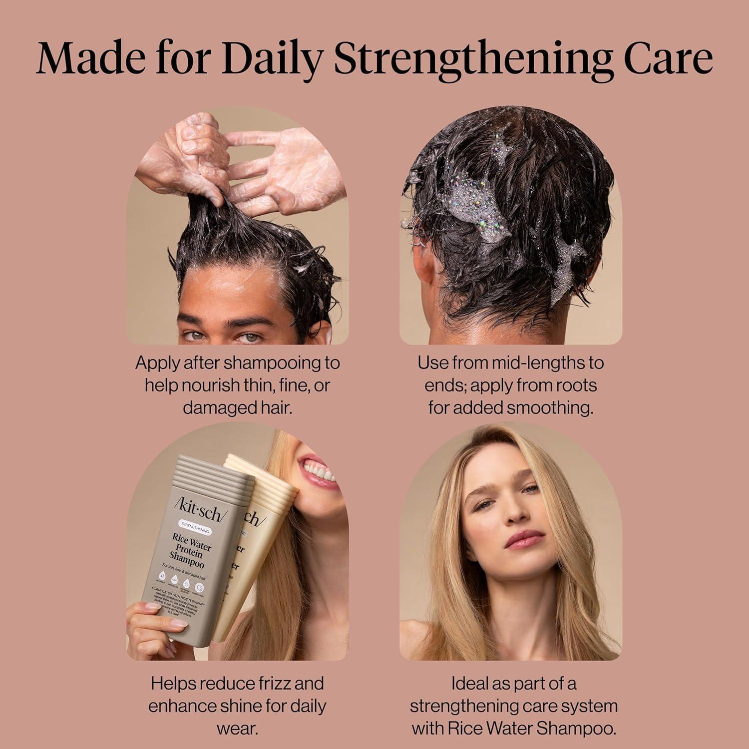 image:imageKitsch Strengthening Rice Water Protein Conditioner for Women amp Men Hair Care for Thin Fine amp Damaged Hair Boosts Shine amp Volume Paraben Phthalates amp Silicone Free Made in USA 123 oz