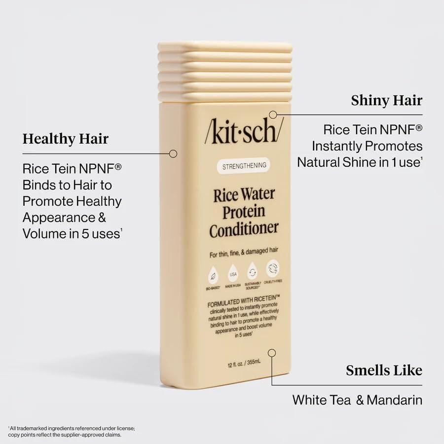 image:imageKitsch Strengthening Rice Water Protein Conditioner for Women amp Men Hair Care for Thin Fine amp Damaged Hair Boosts Shine amp Volume Paraben Phthalates amp Silicone Free Made in USA 123 oz