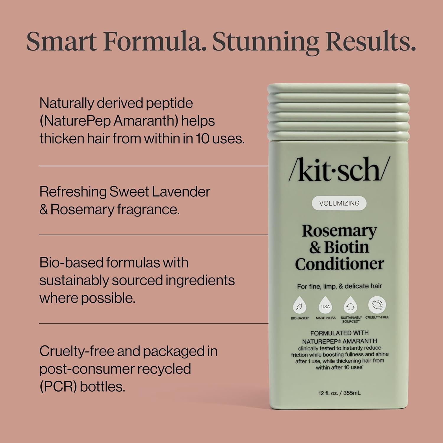 image:imageKitsch Volumizing Rosemary amp Biotin Liquid Conditioner for Women and Men for Hair Growth Boosts Fullness amp Shine After 1 Use Thickening BioBased Hair Care ColorSafe Made in USA 123 oz