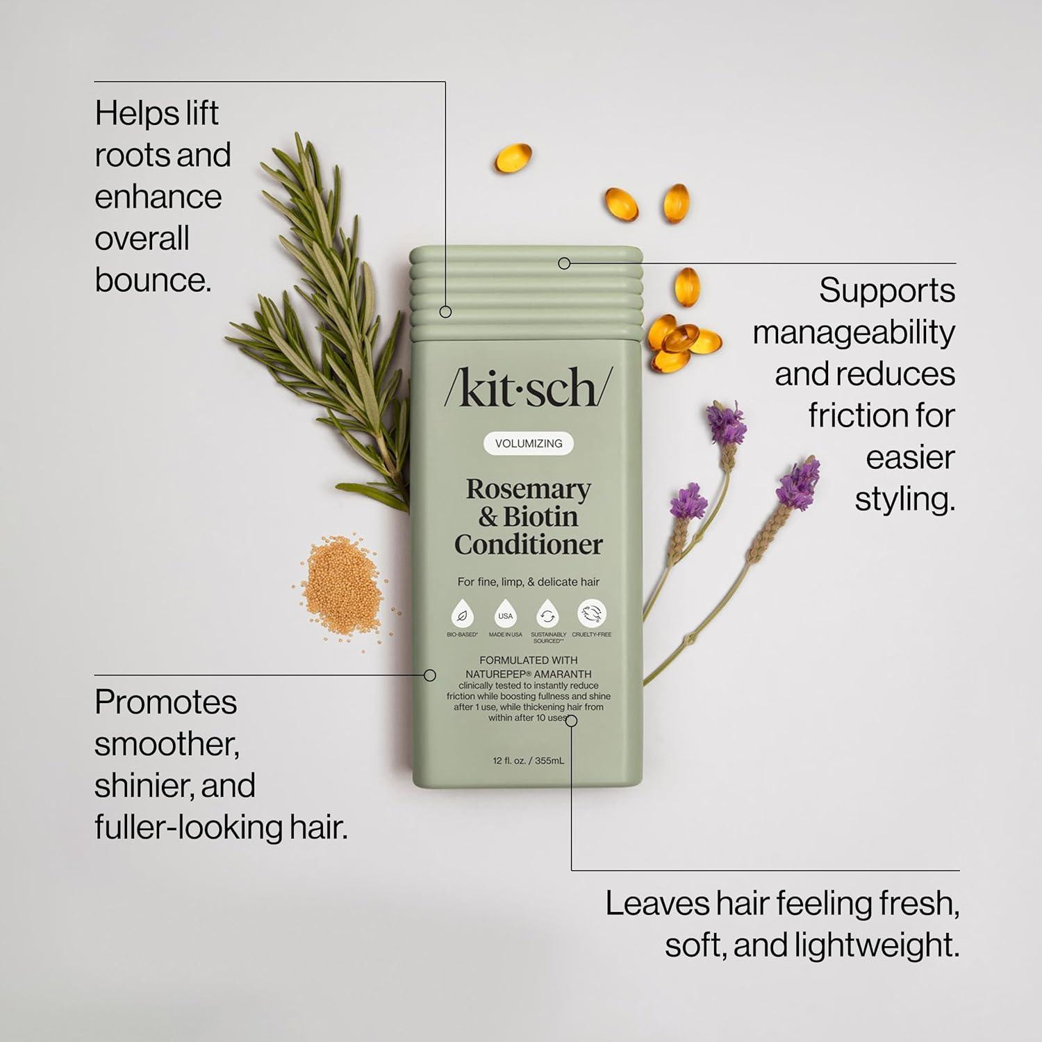 image:imageKitsch Volumizing Rosemary amp Biotin Liquid Conditioner for Women and Men for Hair Growth Boosts Fullness amp Shine After 1 Use Thickening BioBased Hair Care ColorSafe Made in USA 123 oz