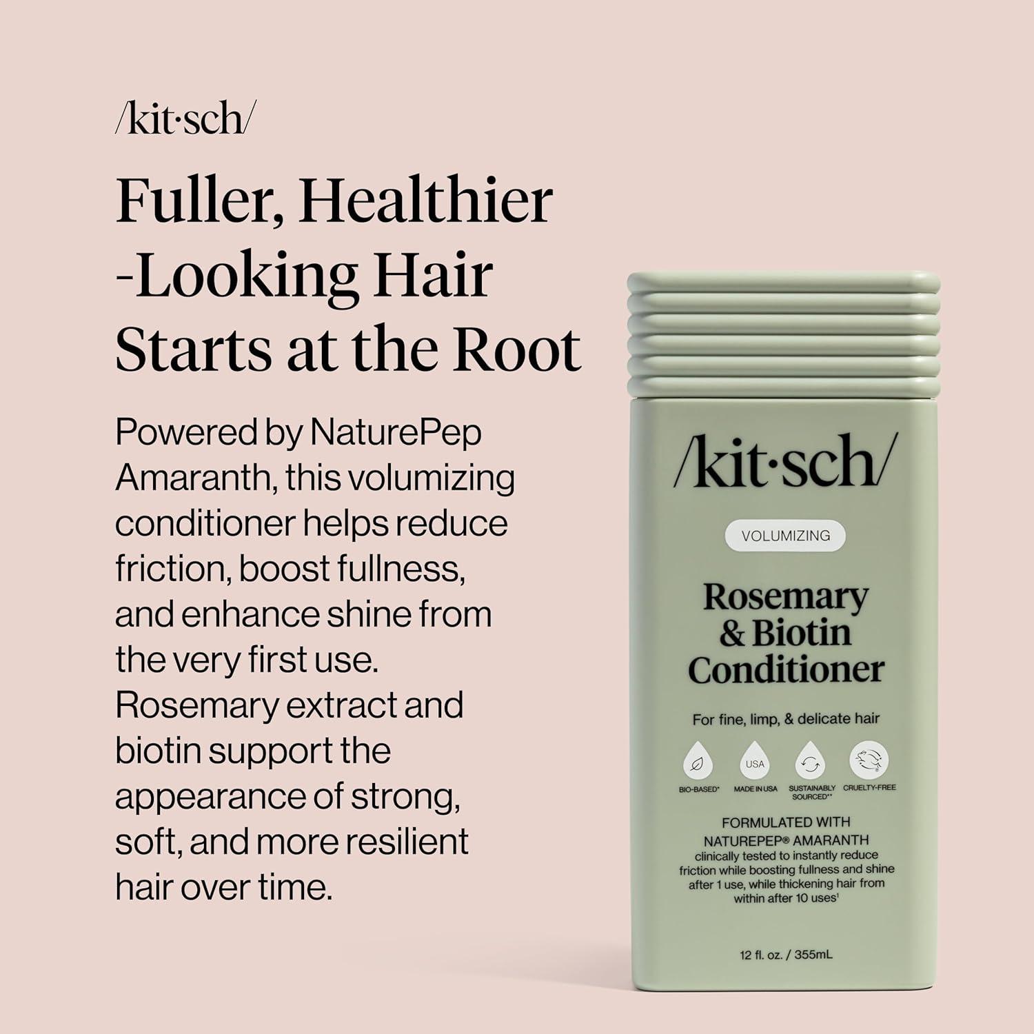 image:imageKitsch Volumizing Rosemary amp Biotin Liquid Conditioner for Women and Men for Hair Growth Boosts Fullness amp Shine After 1 Use Thickening BioBased Hair Care ColorSafe Made in USA 123 oz