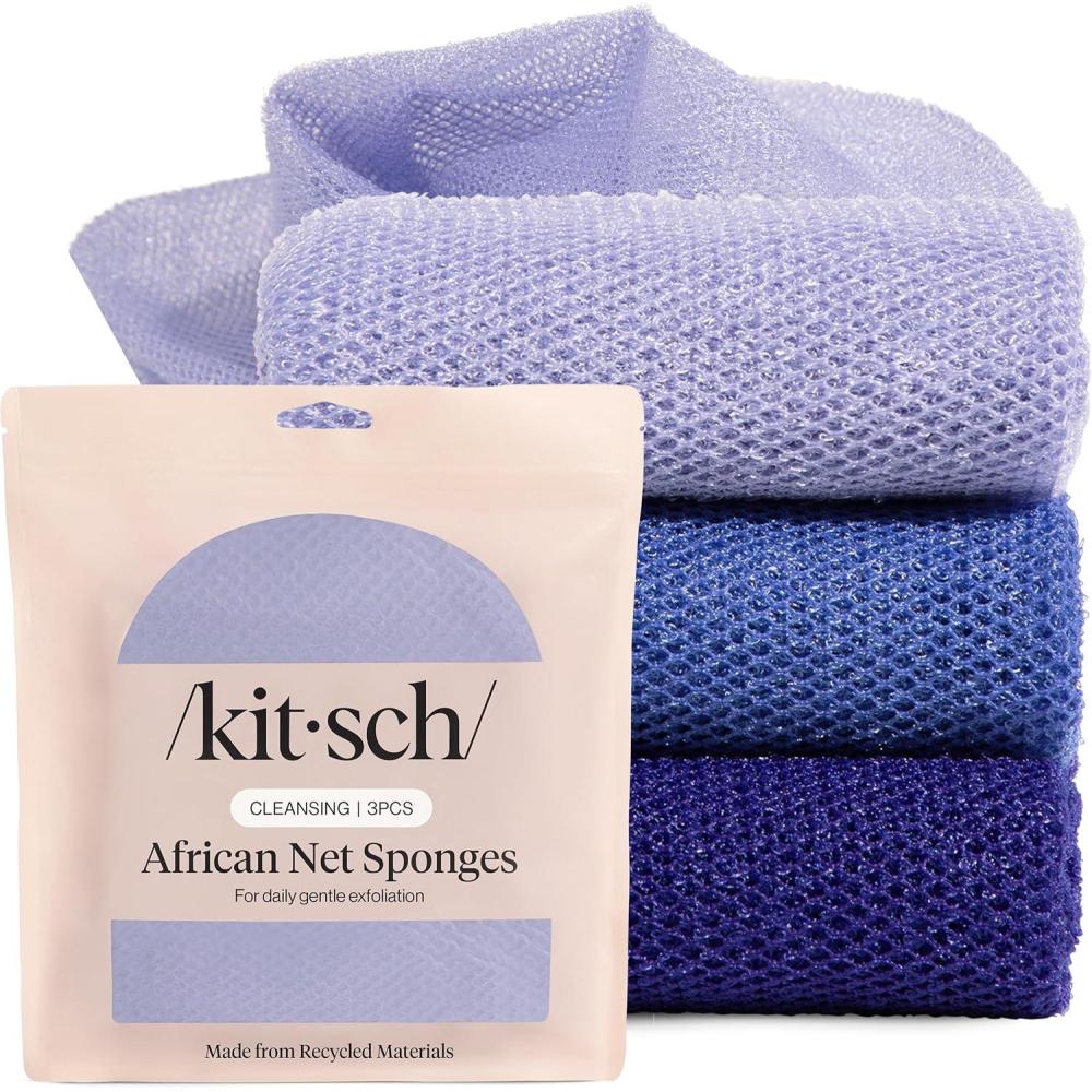 image:imageKitsch African Net Sponge  Exfoliating Body Scrubber for Cleansing amp Gentle Daily Exfoliation  Stretchable Bath Sponge for HardtoReach Areas LongLasting Shower Essential  Ocean Blue 3 PcsOcean Blue