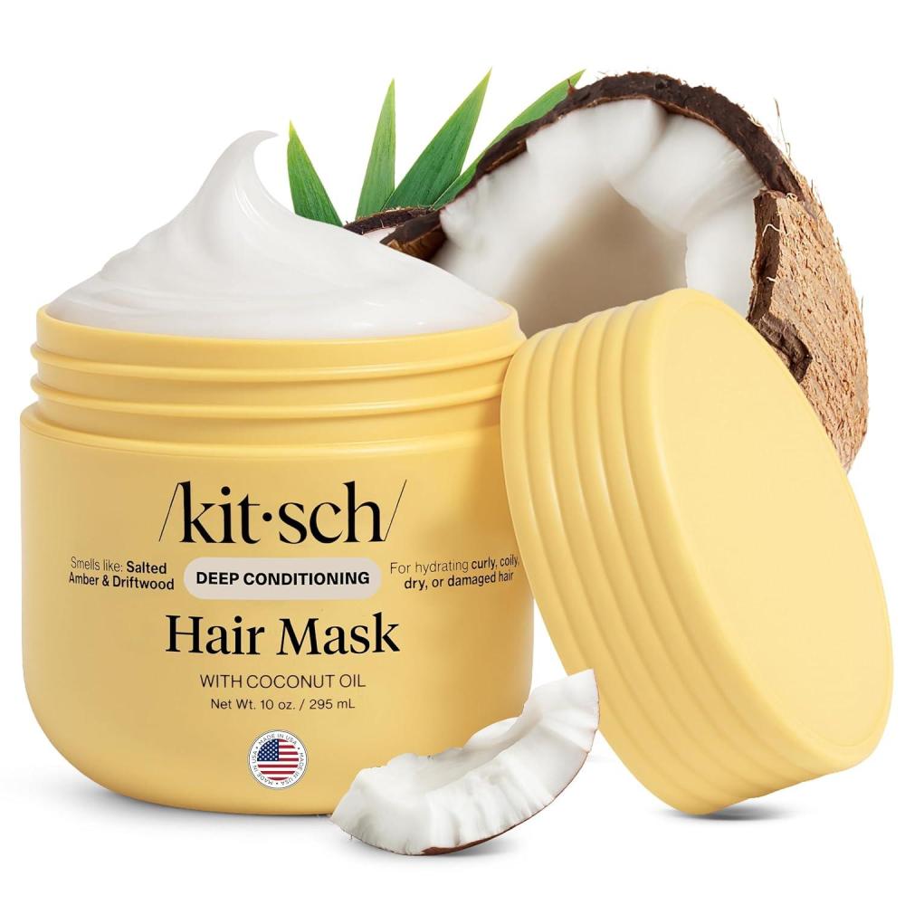 image:imageKitsch Deep Conditioning Hair Mask Moisturizing Hair Mask for Damaged Hair with Coconut Oil Hydrating Strengthening amp FrizzReducing Hair Care Treatment for Curly Coily amp All Hair Types 10 oz
