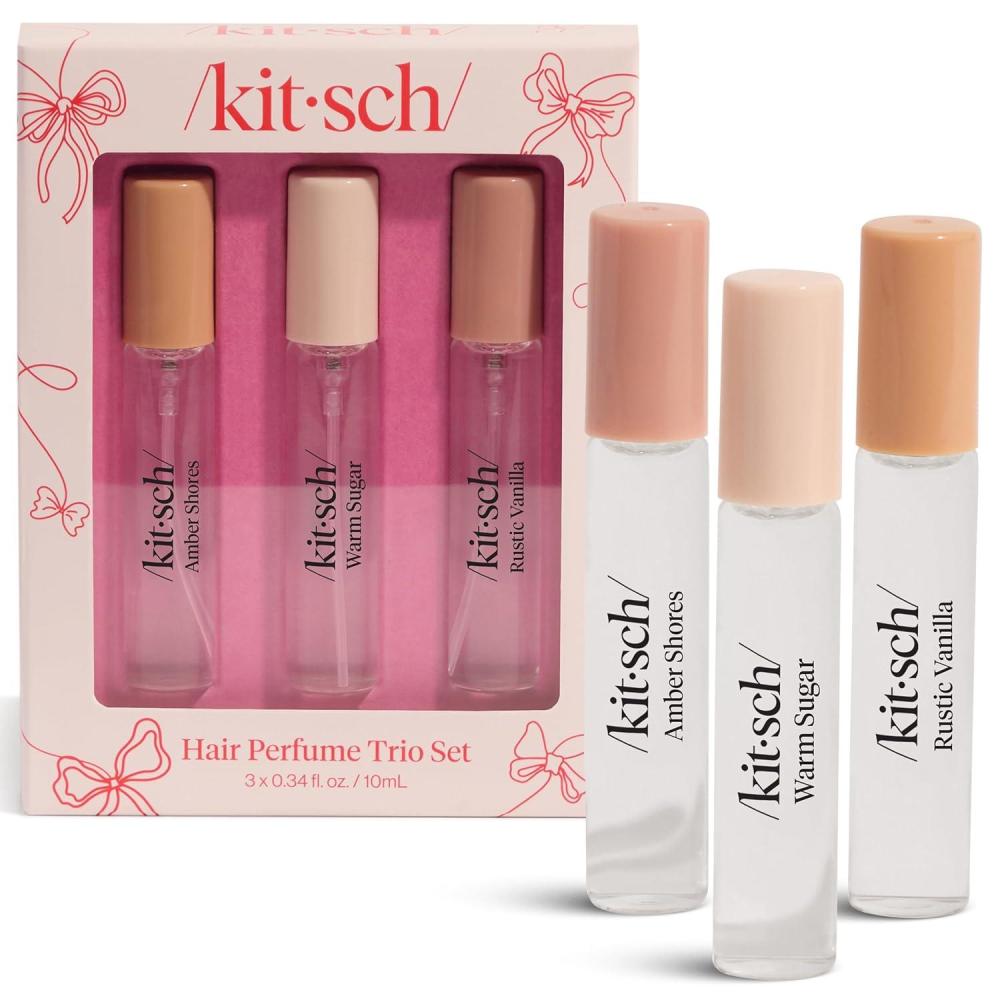 image:imageKitsch Hair Perfume for Women Trio Set Clean Deodorizing amp Patented OdorEliminating Technology Hair Spray amp Body Mist Freshen Hair Pillows Amber Shores Warm Sugar Rustic Vanilla 3x10mL