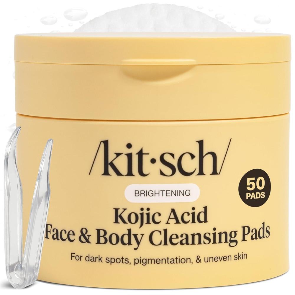 image:imageKitsch Kojic Acid Cleansing Pads with Turmeric amp Cica to Smooth Refresh amp Even Tone Skin Care Exfoliating amp Brightening PreSoaked Cotton Pads for Face and Body 50 count