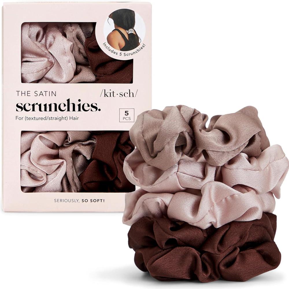 image:imageKitsch Pillow Satin Scrunchies for Women  Hair Ties No Damage No Crease Hair Accessories  Perfect for Day or Night  Ideal Gifts for Women  4pcsCameo