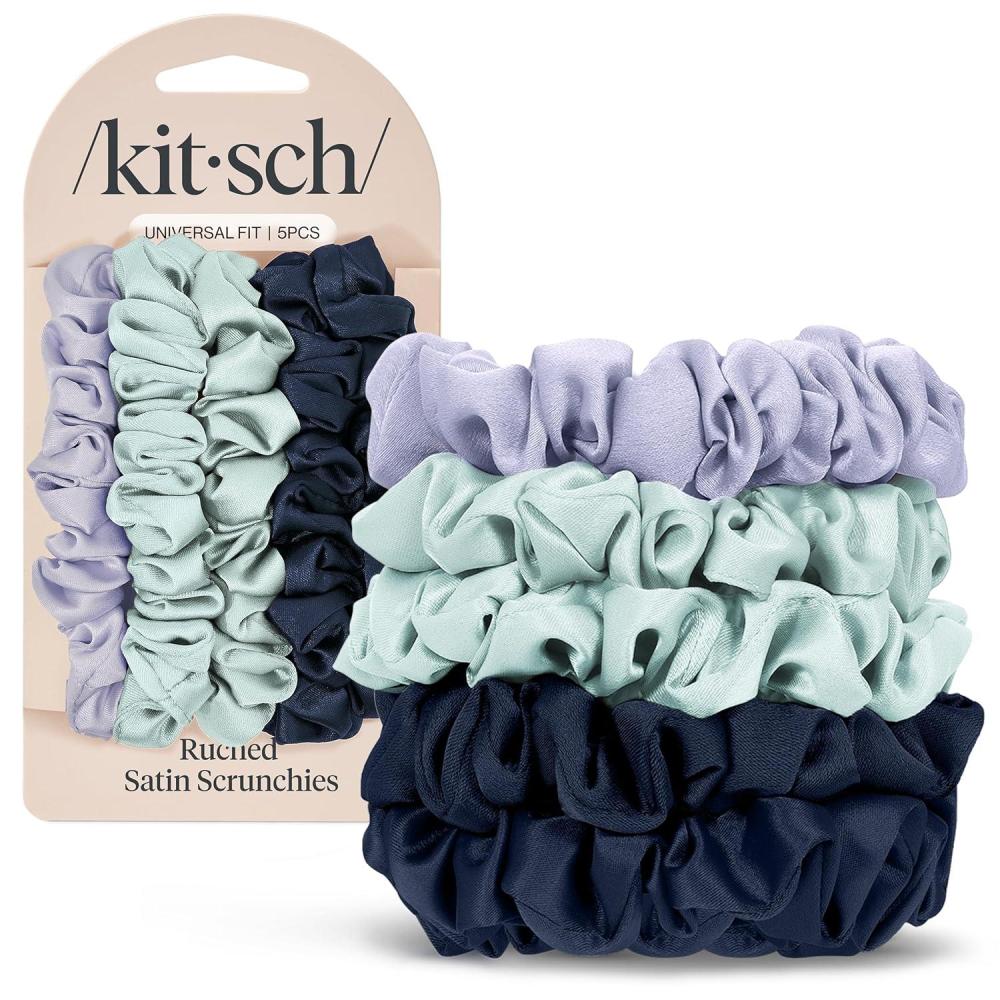 image:imageKitsch Pillow Satin Scrunchies for Women  Hair Ties No Damage No Crease Hair Accessories  Perfect for Day or Night  Ideal Gifts for Women  4pcsGarden Bouquet 5 pcs