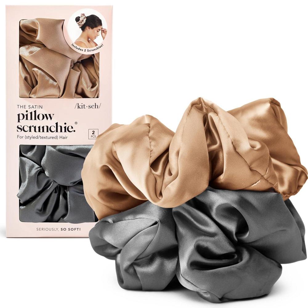 image:imageKitsch Pillow Satin Scrunchies for Women  Hair Ties No Damage No Crease Hair Accessories  Perfect for Day or Night  Ideal Gifts for Women  4pcsGold
