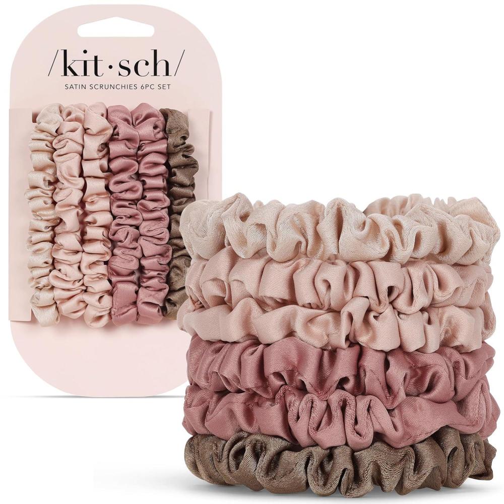 image:imageKitsch Pillow Satin Scrunchies for Women  Hair Ties No Damage No Crease Hair Accessories  Perfect for Day or Night  Ideal Gifts for Women  4pcsTerracotta