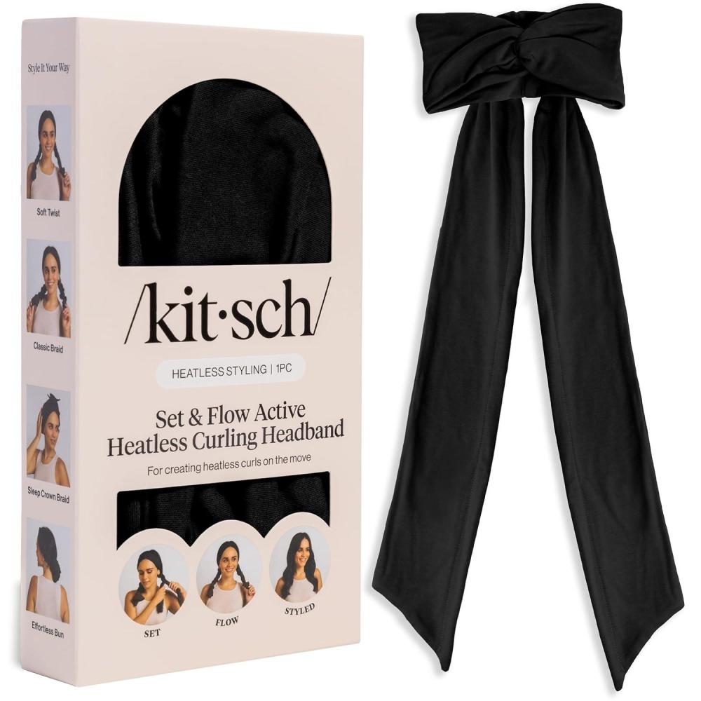 image:imageKitsch Set amp Flow Active Heatless Curling Headband For Women  Achieves Heatless Curls Overnight No Heat Damage  Heatless Curlers with Flexible Fit  Great During Gym Travel  Chocolate Brown 1pcBlack