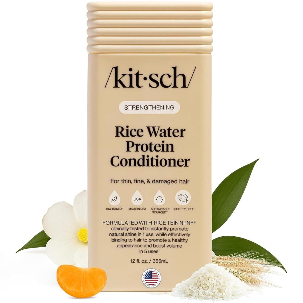 image:imageKitsch Strengthening Rice Water Protein Conditioner for Women amp Men Hair Care for Thin Fine amp Damaged Hair Boosts Shine amp Volume Paraben Phthalates amp Silicone Free Made in USA 123 oz