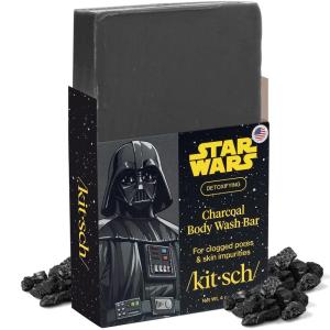 Kitsch Charcoal Soap Body Wash Bar x Star Wars Darth – Detoxifying Bar Soap w/Activated Charcoal – Gently Removes Excess Oil & Impurities, Clears Pores, Firms & Moisturizes Skin – Made in USA – 4 oz