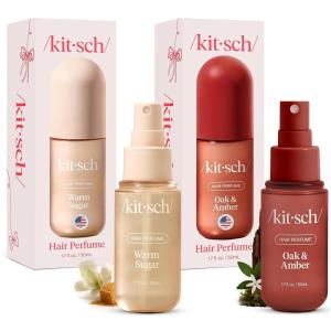 Kitsch Hair Perfume for Women – Oak & Amber | Clean, Deodorizing & Patented Odor-Eliminating Technology Hair Spray & Body Mist – Freshen Hair, Body & Pillows- Berries and Blooming Jasmine Scent – 50mL(Warm Sugar and Oak & Amber)