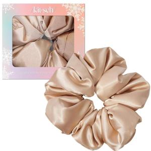Kitsch Pillow Satin Scrunchies for Women – Hair Ties No Damage, No Crease Hair Accessories | Perfect for Day or Night | Ideal Gifts for Women – 4pcs(Champagne)