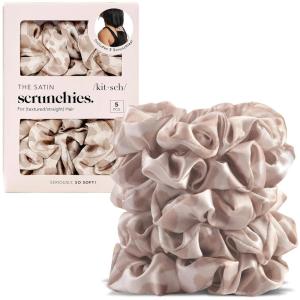 Kitsch Pillow Satin Scrunchies for Women – Hair Ties No Damage, No Crease Hair Accessories | Perfect for Day or Night | Ideal Gifts for Women – 4pcs(Leopard)
