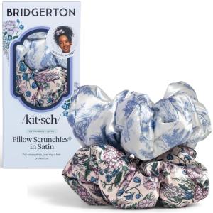 Kitsch Pillow Satin Scrunchies for Women – Hair Ties No Damage, No Crease Hair Accessories | Perfect for Day or Night | Ideal Gifts for Women – 4pcs(Toile De Blue)
