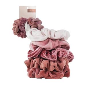 Kitsch Pillow Satin Scrunchies for Women – Hair Ties No Damage, No Crease Hair Accessories | Perfect for Day or Night | Ideal Gifts for Women – 4pcs(Velvet Blush/Mauve)