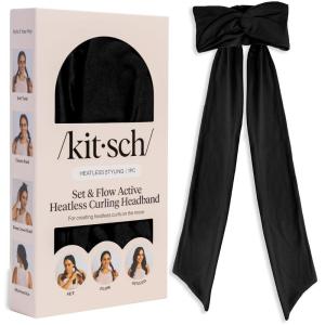Kitsch Set & Flow Active Heatless Curling Headband For Women – Achieves Heatless Curls Overnight, No Heat Damage | Heatless Curlers with Flexible Fit | Great During Gym, Travel – Chocolate Brown, 1pc(Black)