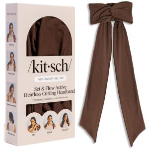 Kitsch Set & Flow Active Heatless Curling Headband For Women – Achieves Heatless Curls Overnight, No Heat Damage | Heatless Curlers with Flexible Fit | Great During Gym, Travel – Chocolate Brown, 1pc(Chocolate Brown)