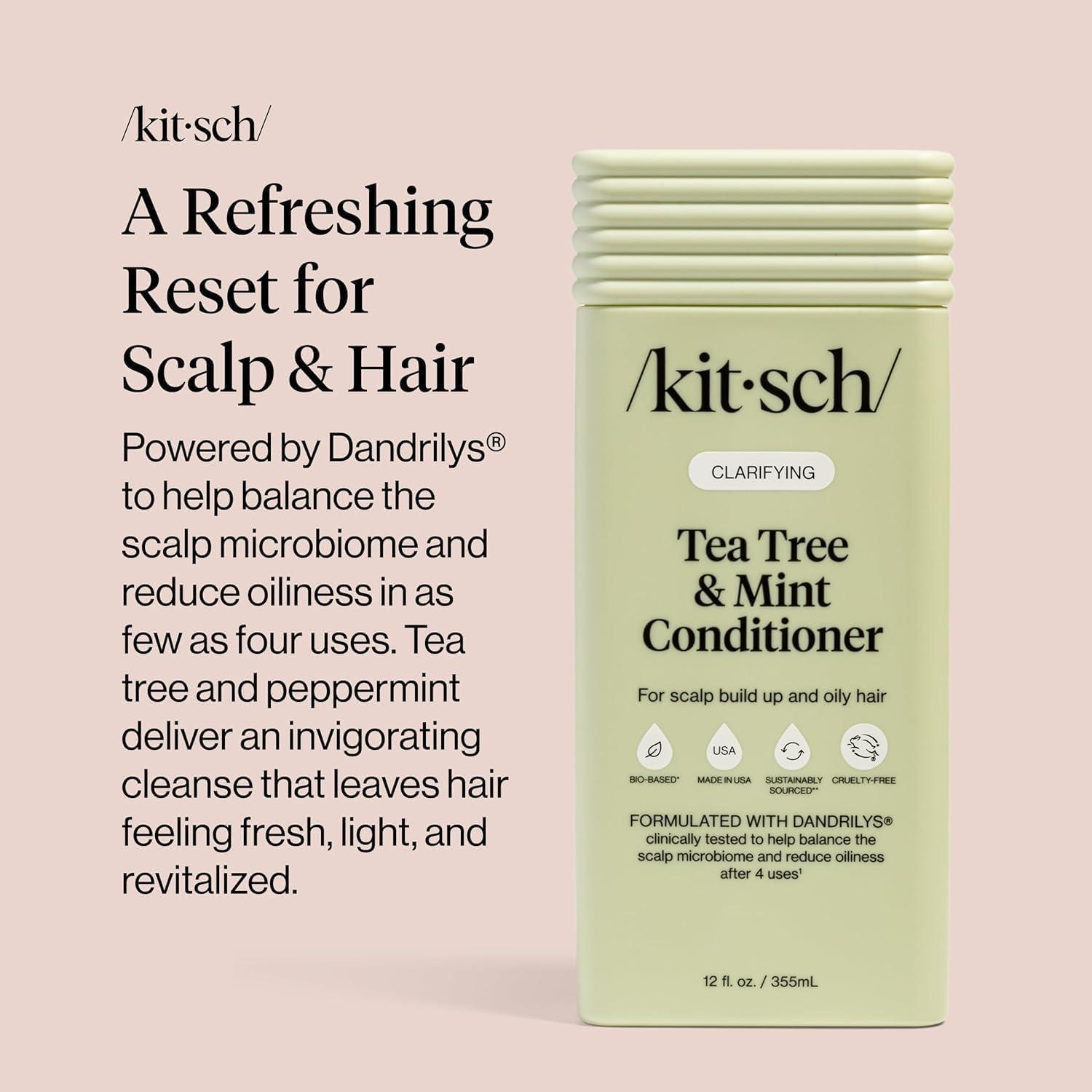 image:imageKitsch Clarifying Tea Tree Liquid Conditioner for Women amp Men Lightweight Hydration Hair Conditioner with Peppermint amp Tea Tree Oil for Oily Hair amp Scalp Buildup Made in USA Hair Care 123 oz