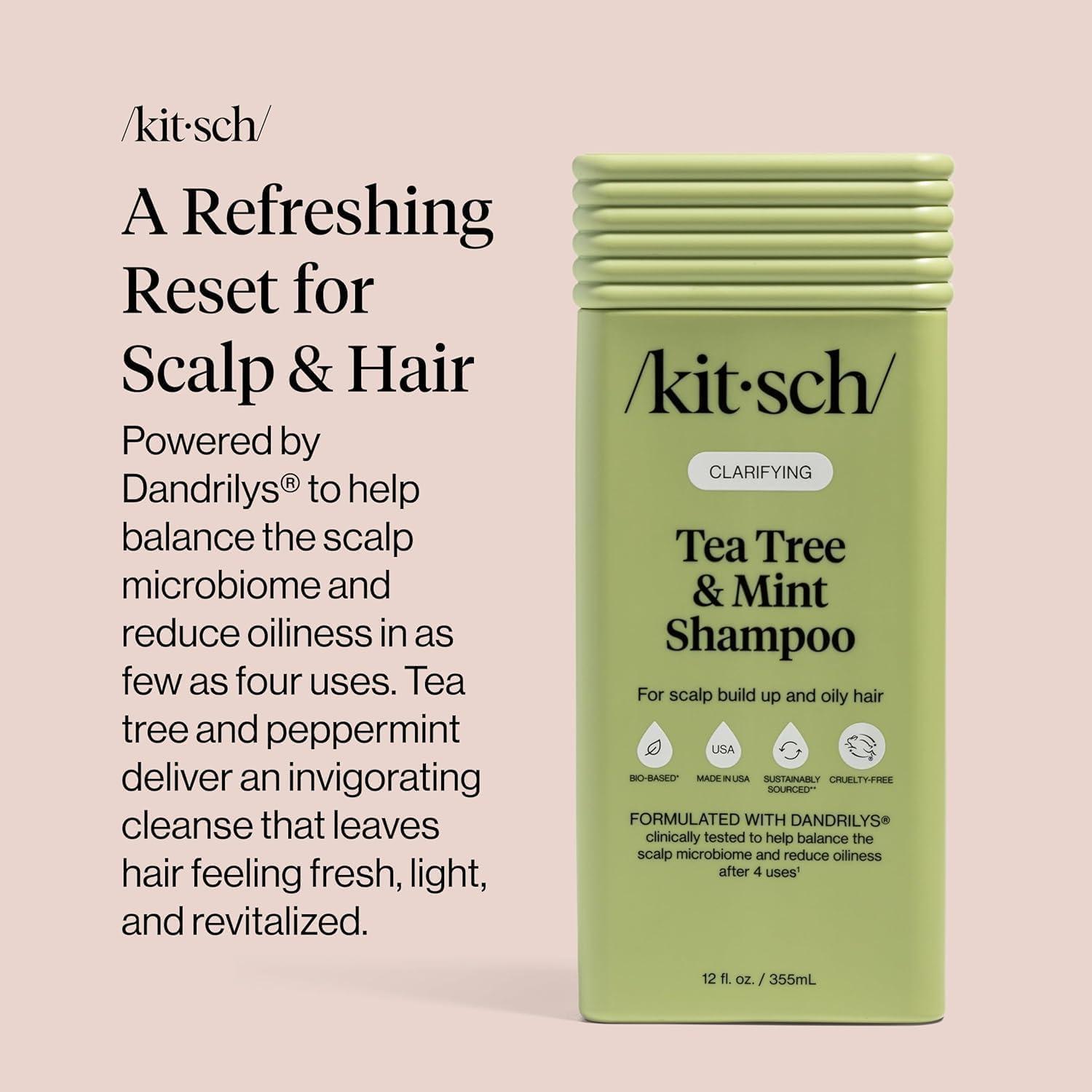 image:imageKitsch Clarifying Tea Tree amp Mint Liquid Shampoo for Men and Women Clarifying Shampoo with Peppermint amp Tea Tree Oil for Oily Hair amp Scalp Buildup Clean ColorSafe Hair Care Made in USA 123 oz