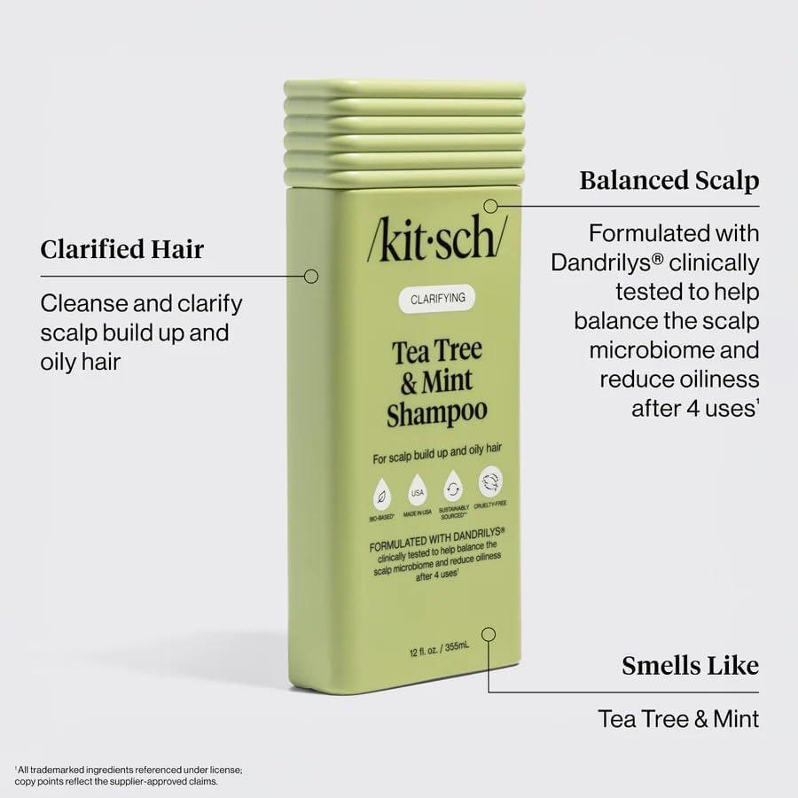 image:imageKitsch Clarifying Tea Tree amp Mint Liquid Shampoo for Men and Women Clarifying Shampoo with Peppermint amp Tea Tree Oil for Oily Hair amp Scalp Buildup Clean ColorSafe Hair Care Made in USA 123 oz