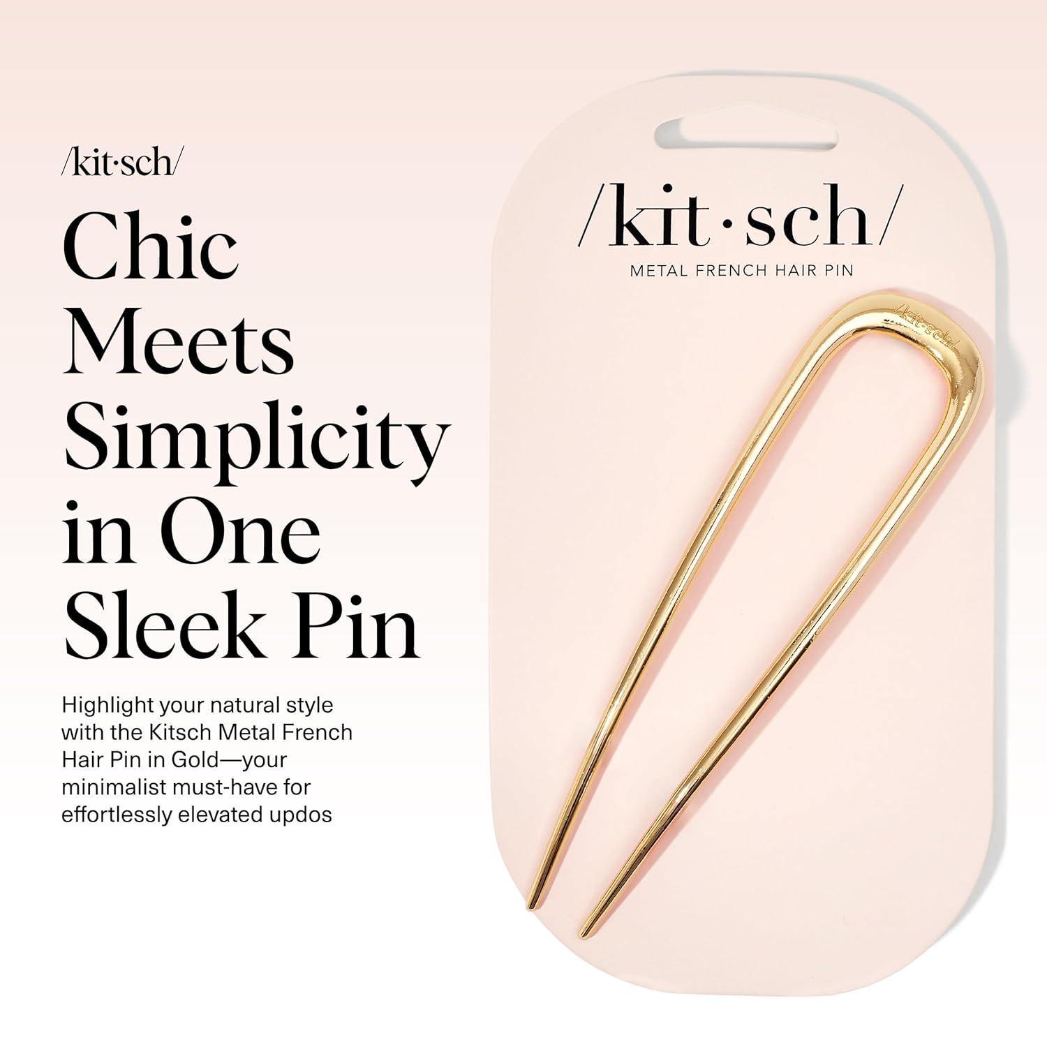 image:imageKitsch French Hair Pin for Women Gold Hair Accessories with Gemstone Accents Lightweight Metal Hair Stick for Effortless Updos Twists amp Buns Ideal Gifts for WomenGold