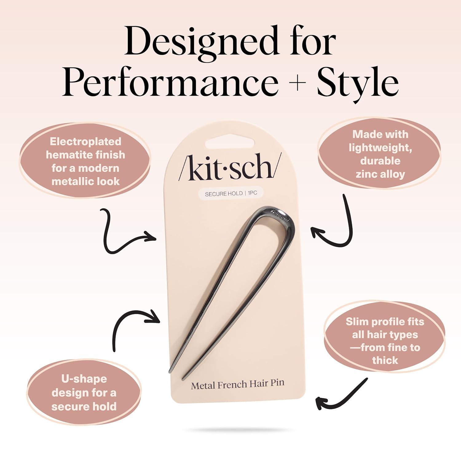 image:imageKitsch French Hair Pin for Women Gold Hair Accessories with Gemstone Accents Lightweight Metal Hair Stick for Effortless Updos Twists amp Buns Ideal Gifts for WomenHematite