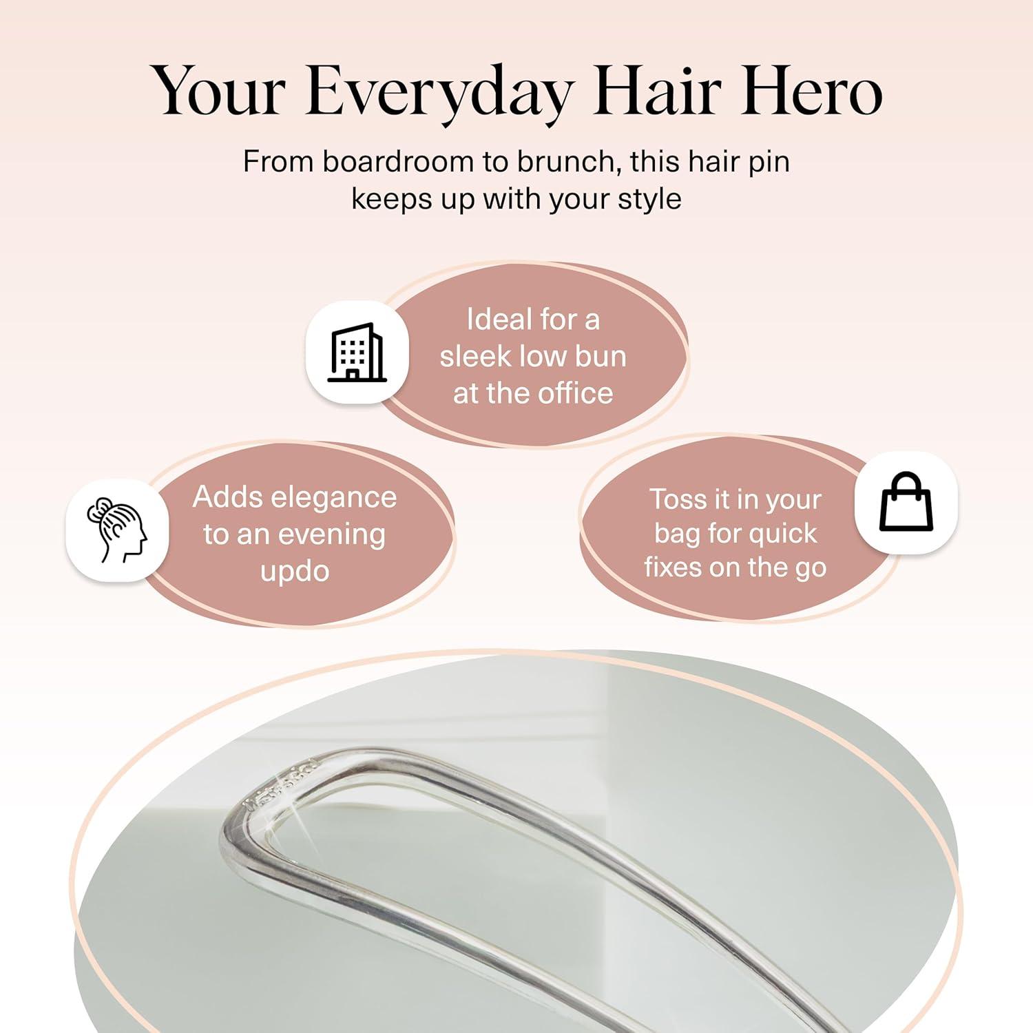 image:imageKitsch French Hair Pin for Women Gold Hair Accessories with Gemstone Accents Lightweight Metal Hair Stick for Effortless Updos Twists amp Buns Ideal Gifts for WomenSilver