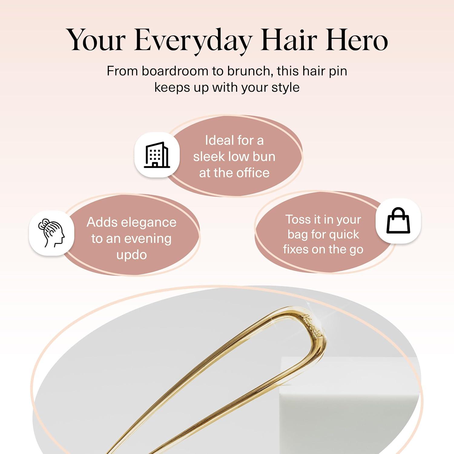 image:imageKitsch French Hair Pins for Women Elegant amp Durable Metal Hair Fork for Updos Chignon Bun amp Twist Hairstyles Secure Hold All Day Comfortable Fit Ideal Gifts for Women Gold 1pcGold
