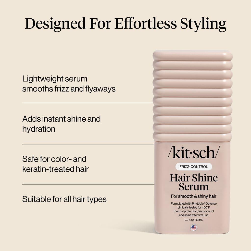image:imageKitsch Frizz Control Hair Serum Lightweight Anti Frizz Serum for Curly Hair with Heat Protection Adds Glossy Shine Smooths Flyaways amp Safe for Color Treated Hair 23oz