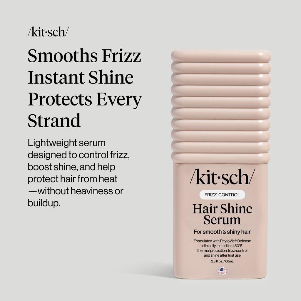 image:imageKitsch Frizz Control Hair Serum Lightweight Anti Frizz Serum for Curly Hair with Heat Protection Adds Glossy Shine Smooths Flyaways amp Safe for Color Treated Hair 23oz