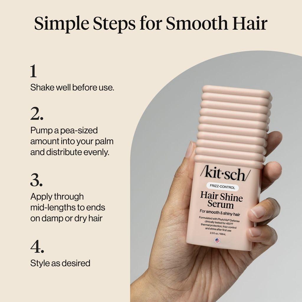 image:imageKitsch Frizz Control Hair Serum Lightweight Anti Frizz Serum for Curly Hair with Heat Protection Adds Glossy Shine Smooths Flyaways amp Safe for Color Treated Hair 23oz
