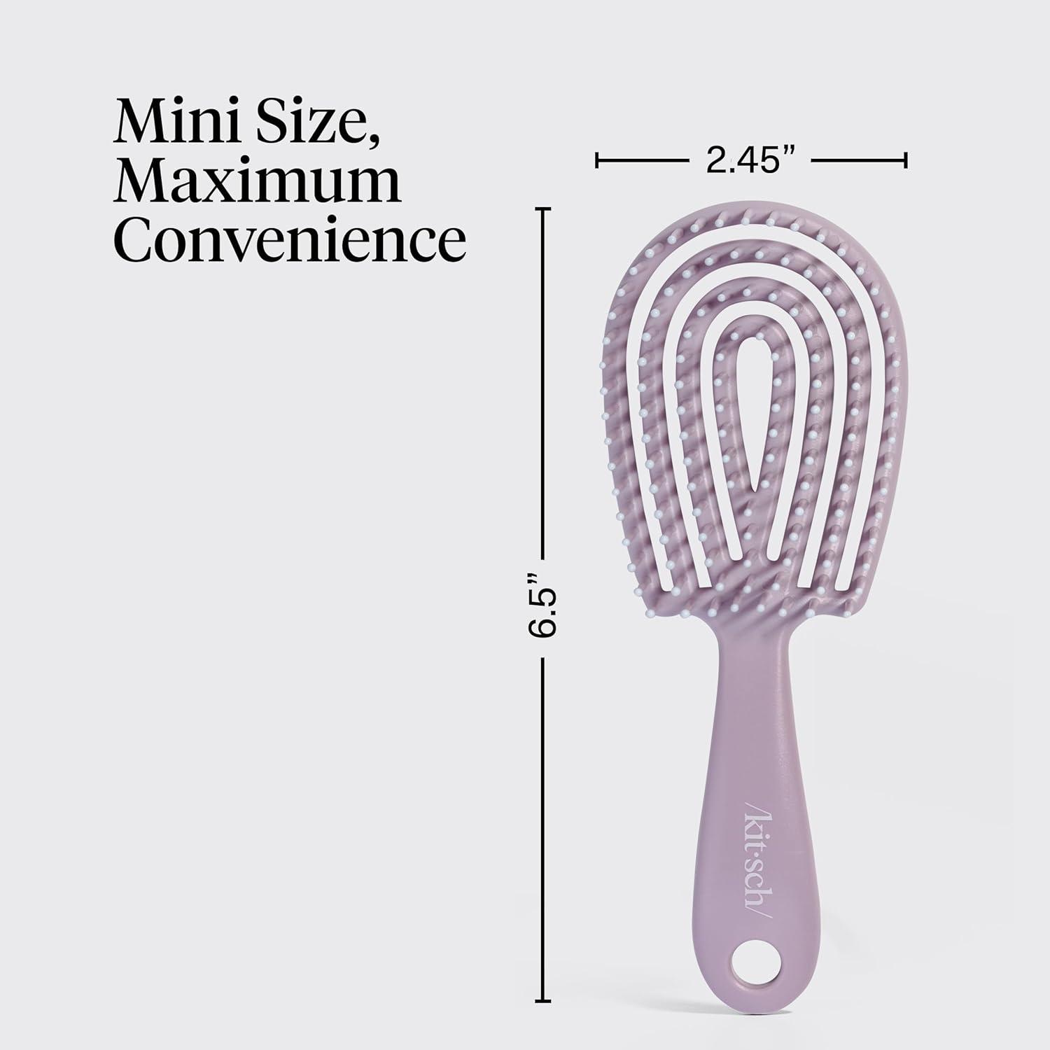 image:imageKitsch Mini Detangling Flexi Hairbrush Flexible Curly Hair Brush for Women Men amp Kids Detangler Brush with Bendable Frame and UltraSmooth Bristles for Wet or Dry Strands Soft Violet